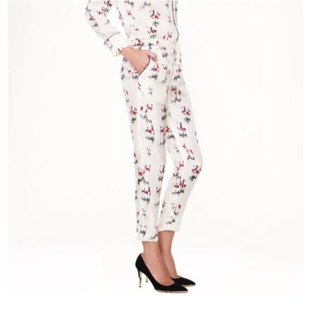 NWT Piamita x J.Crew Alexa Llama Print Silk Pants Size XS